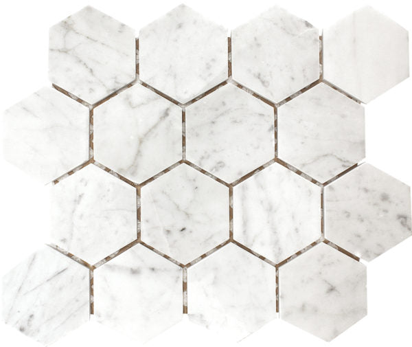 Patara Stone Marble 8MM 3" Hexagon 9.84" x 11.4" Marble Mosaic