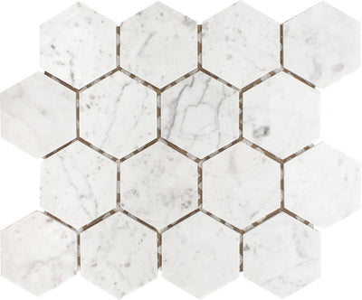 Patara Stone Marble 8MM 3" Hexagon 9.84" x 11.4" Marble Mosaic