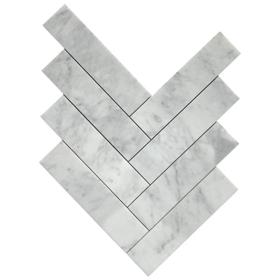 Patara Stone Marble 2 x 8 Herringbone 11.2" x 11.42" Marble Mosaic