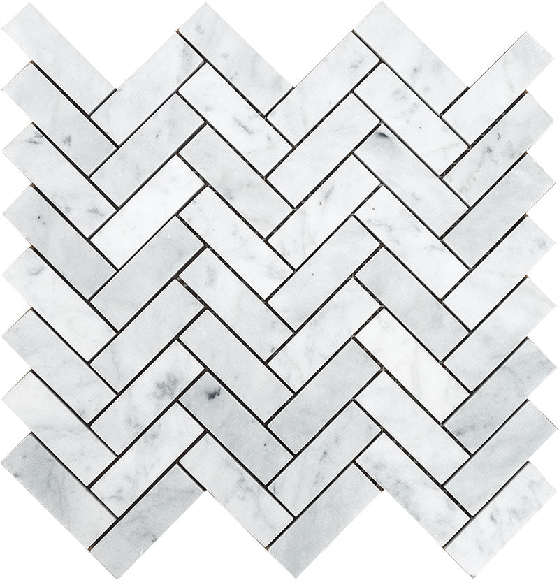 Patara Stone Marble 8MM 1 x 3 Herringbone 12" x 12.8" Marble Mosaic