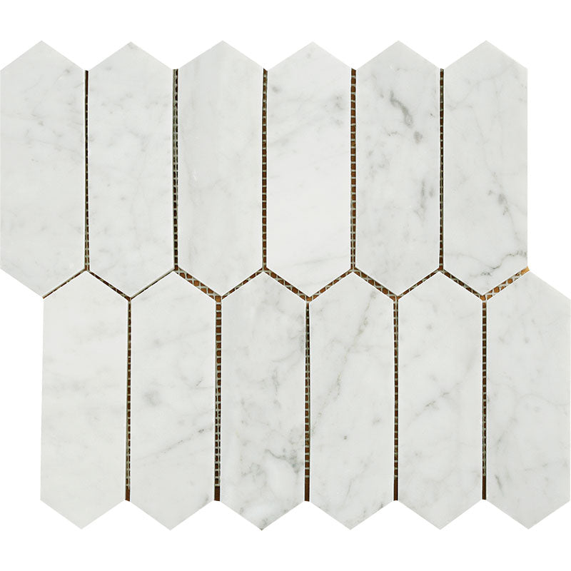 Patara Stone Marble 2 x 6 Elonghex 10.47" x 12" Marble Mosaic