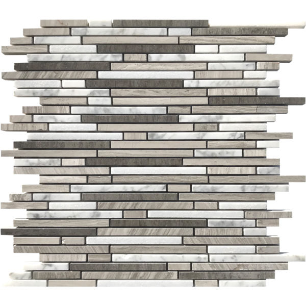 Patara Stone Marble Random Strip 12.12" x 12.4" Marble Mosaic