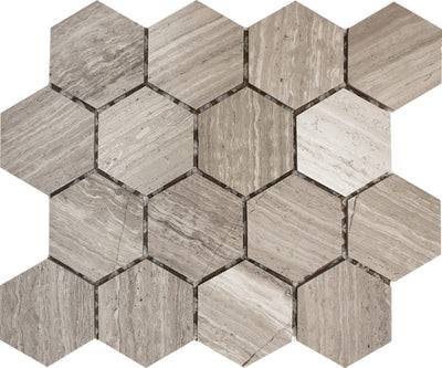 Patara Stone Marble 3" Hexagon 9.84" x 11.4" Marble Mosaic