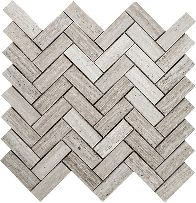 Patara Stone Marble 8MM 1 x 3 Herringbone 12" x 12.8" Marble Mosaic