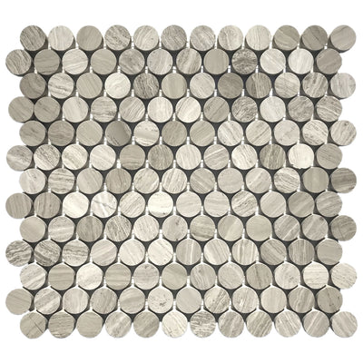 Patara Stone Marble Penny Round 11.34" x 12" Marble Mosaic