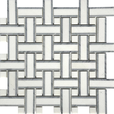 Patara Stone Marble Basketweave 12" x 12" Marble Mosaic