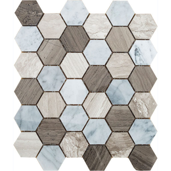 Patara Stone Marble 2" Hexagon 10.43" x 12" Marble Mosaic