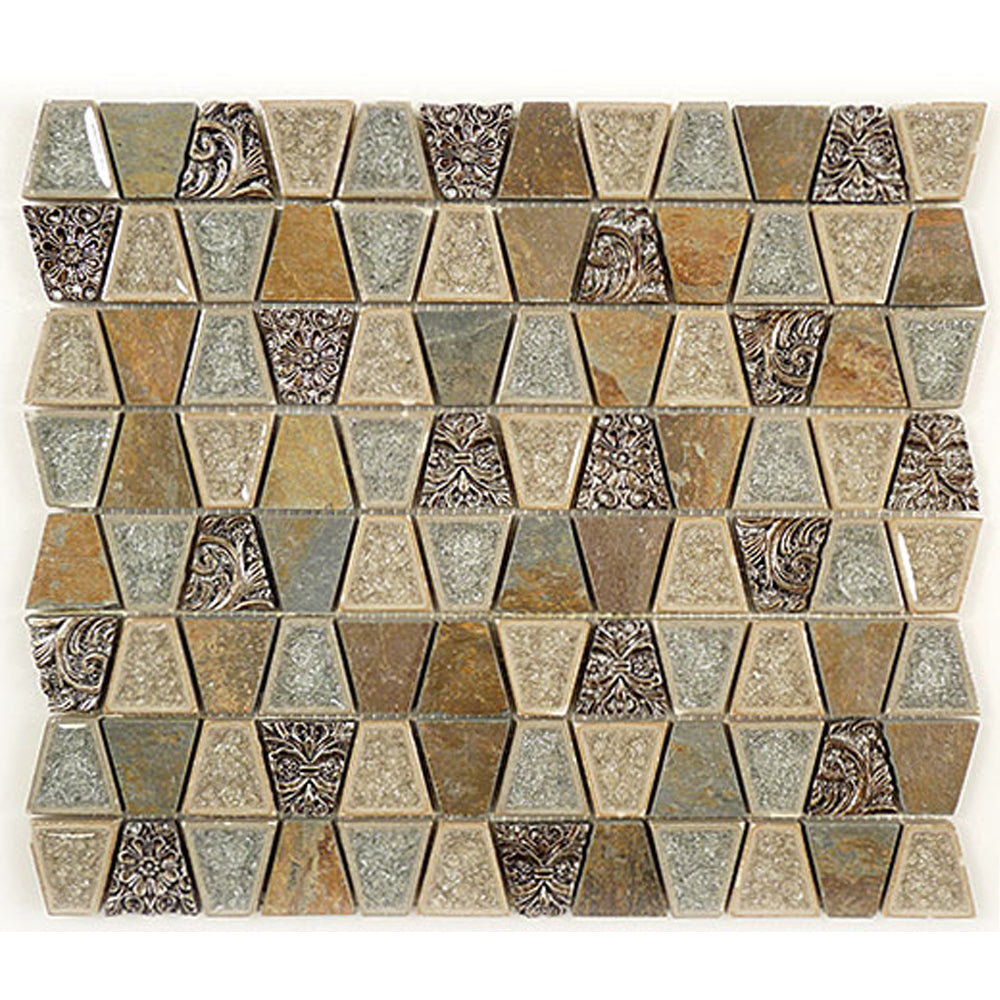 Tranquil Trapezoid 10.88" x 12.38" Marble Mosaic