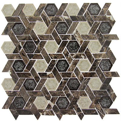 Tranquil Hexagon 11.75" x 12.25" Marble Mosaic
