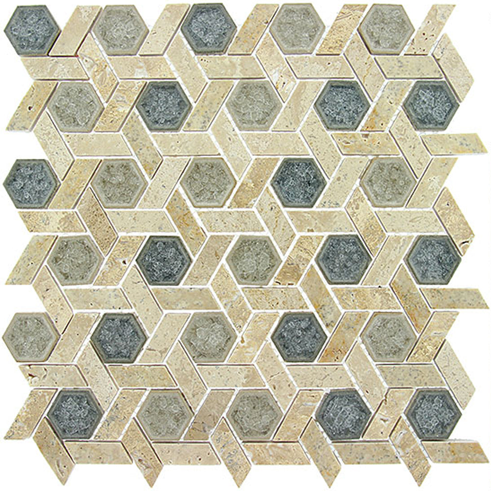 Tranquil Hexagon 11.75" x 12.25" Marble Mosaic