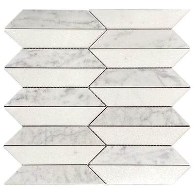 Patara Stone Waterjet Picket 11.1" x 11.9" Marble Mosaic