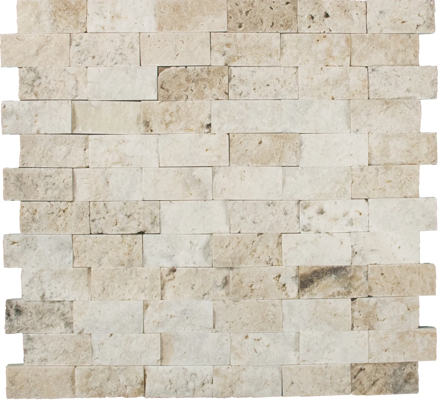 Aspire Stone Travertine 1 x 2 Split Face 12" x 12" Travertine Mosaic