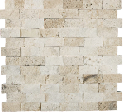 Aspire Stone Travertine 1 x 2 Split Face 12" x 12" Travertine Mosaic