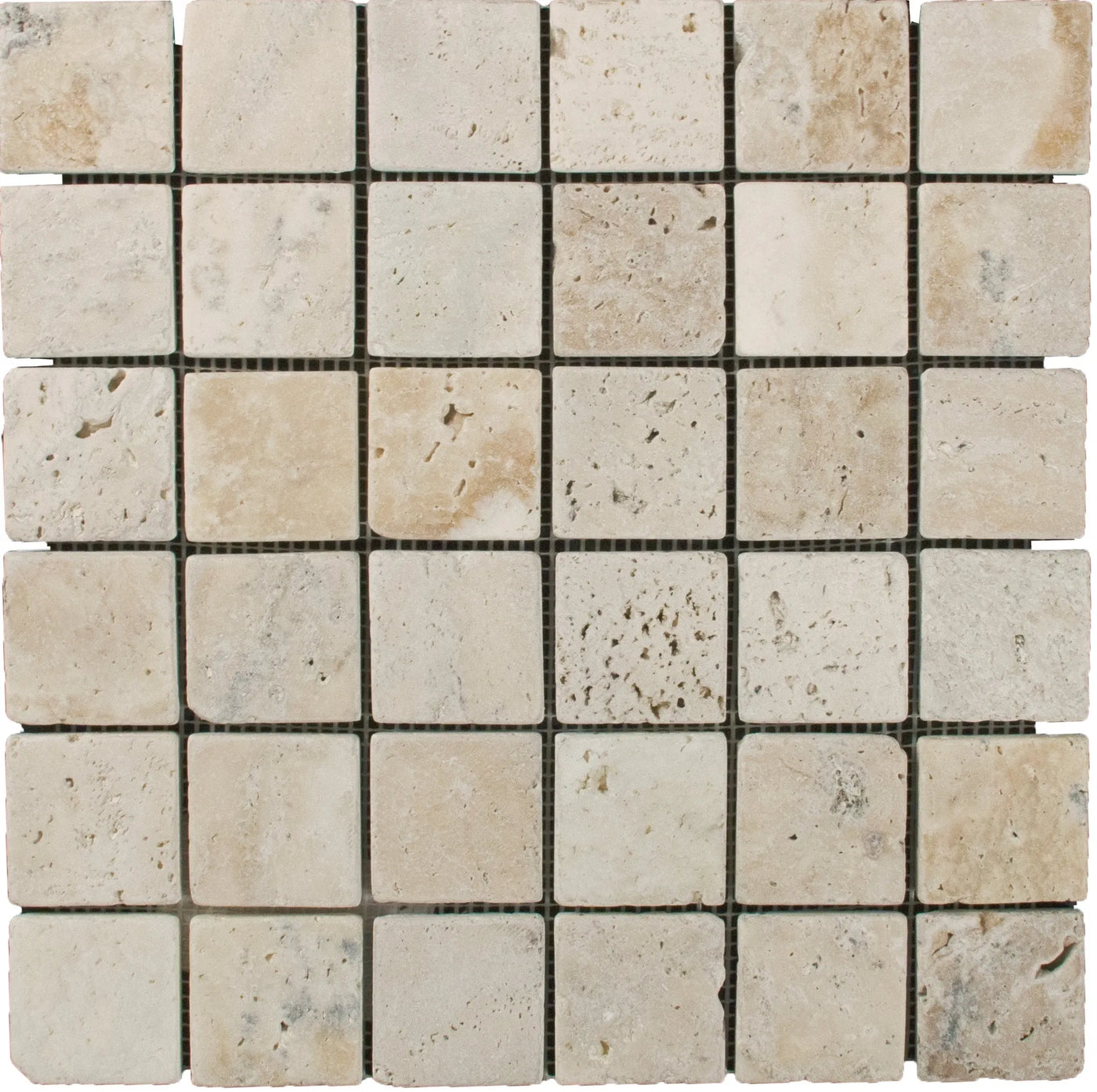 Aspire Stone Travertine 2 x 2 Square 12" x 12" Travertine Mosaic