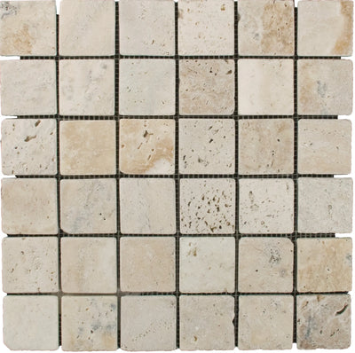 Aspire Stone Travertine 2 x 2 Square 12" x 12" Travertine Mosaic