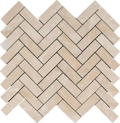 Aspire Stone Travertine 1 x 3 Herringbone 12" x 12" Travertine Mosaic