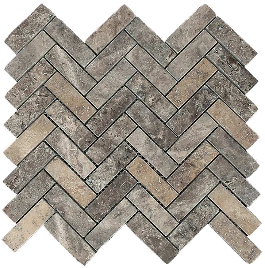 Aspire Stone Travertine 1 x 3 Herringbone 12" x 12" Travertine Mosaic