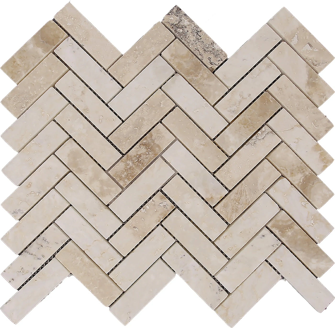 Aspire Stone Travertine 1 x 3 Herringbone 12" x 12" Travertine Mosaic