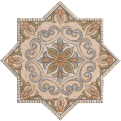 MIR Mosaic Umbria Star Deco 7" x 7" Porcelain Tile