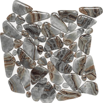 Bati Orient Mix Pattern Pebble 11.4" x 11.4" Glass Mosaic