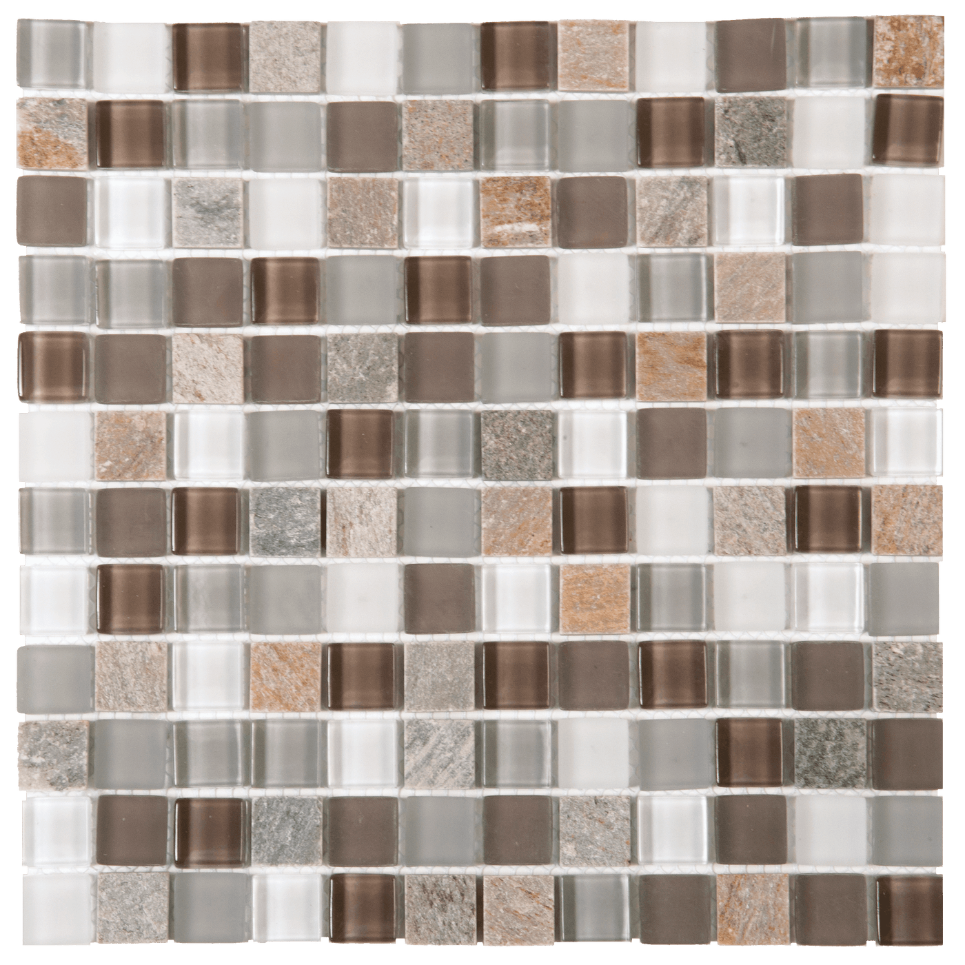 Bati Orient Mix 0.88 x 0.88 12" x 12" Glass & Quartzite Mosaic