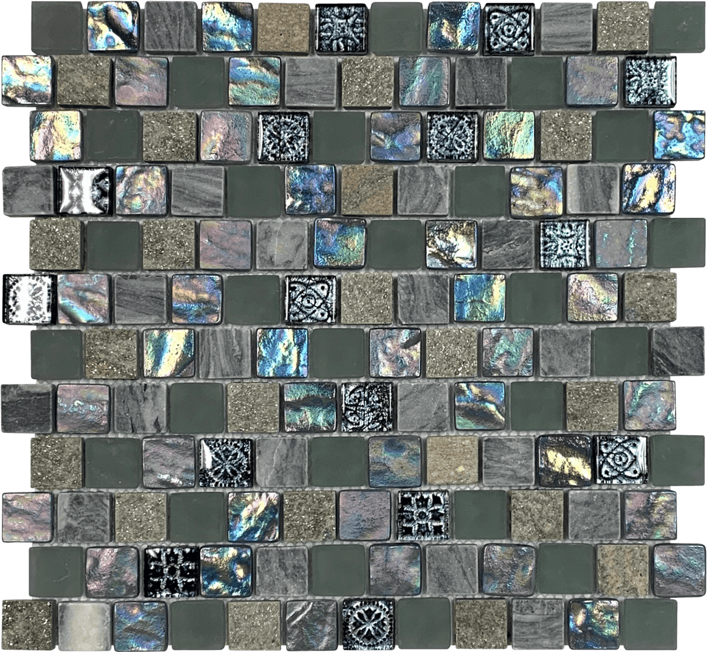 Bati Orient Mix 2 x 2 11.8" x 11.8" Recycled Glass Mosaic