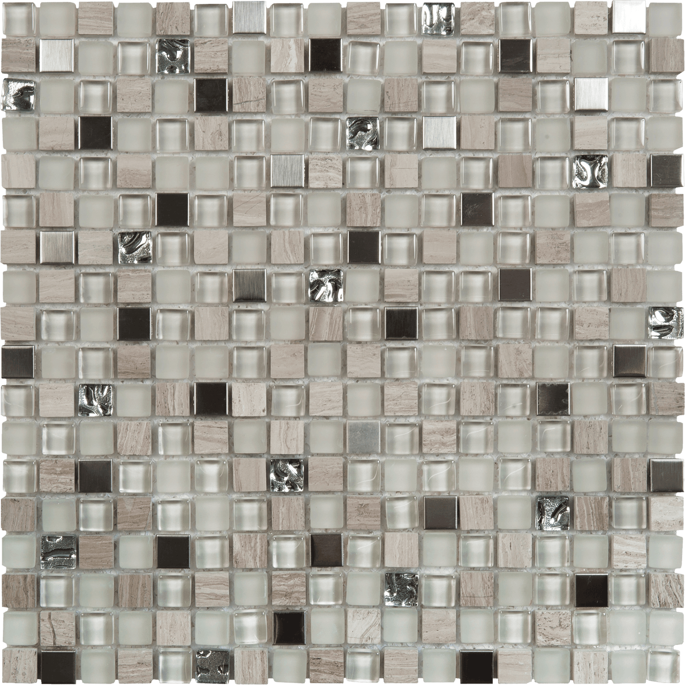 Bati Orient Mix 0.63 x 0.63 12" x 12" Steel & Glass Mosaic