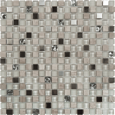 Bati Orient Mix 0.63 x 0.63 12" x 12" Steel & Glass Mosaic