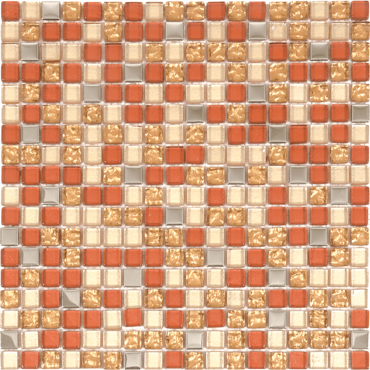 Bati Orient Mix 0.63 x 0.63 12" x 12" Steel & Glass Mosaic