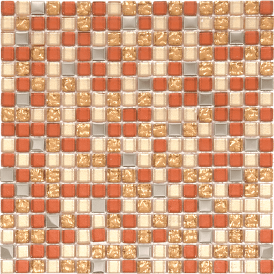 Bati Orient Mix 0.63 x 0.63 12" x 12" Steel & Glass Mosaic