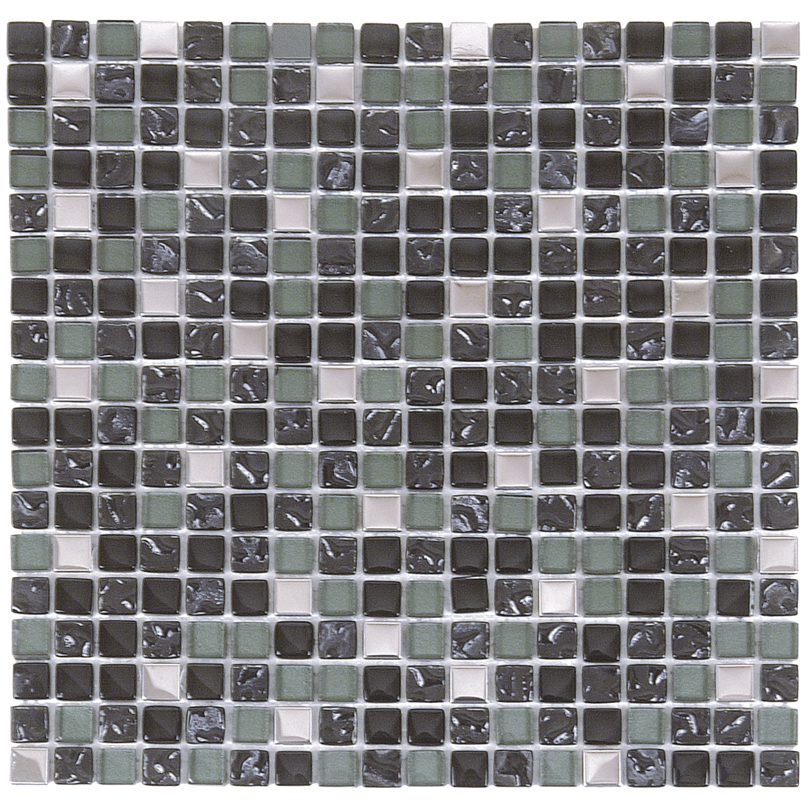 Bati Orient Mix 0.63 x 0.63 12" x 12" Steel & Glass Mosaic