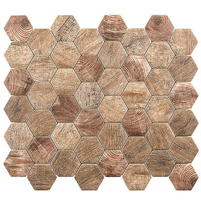 Woodland 2" Hexagon 11.13" x 12.88" Recycled Glass Mosaic