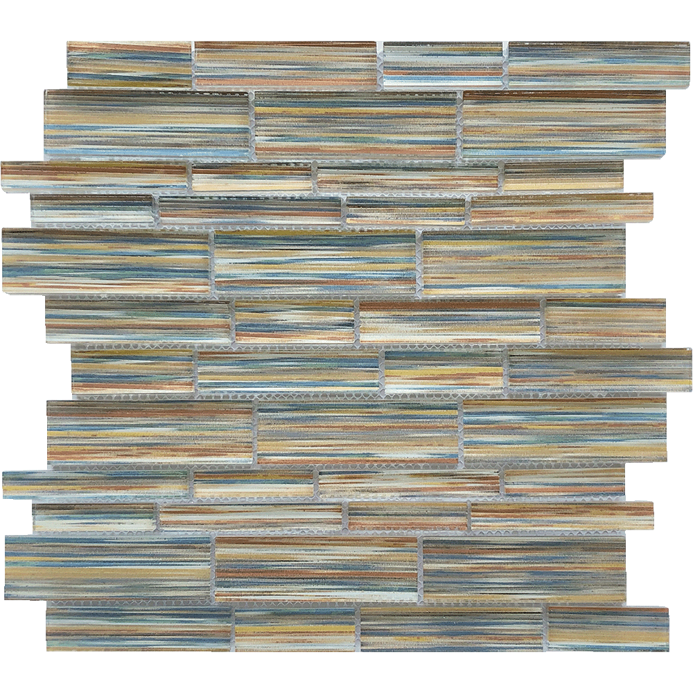 Tesoro Aquatica Altona Multi Linear 12" x 12" Glass Mosaic