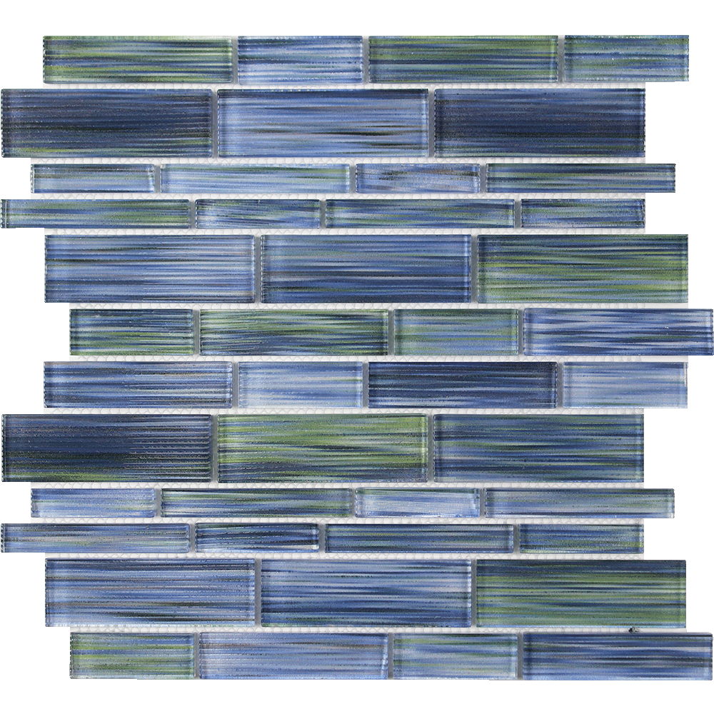 Tesoro Aquatica Altona Multi Linear 12" x 12" Glass Mosaic