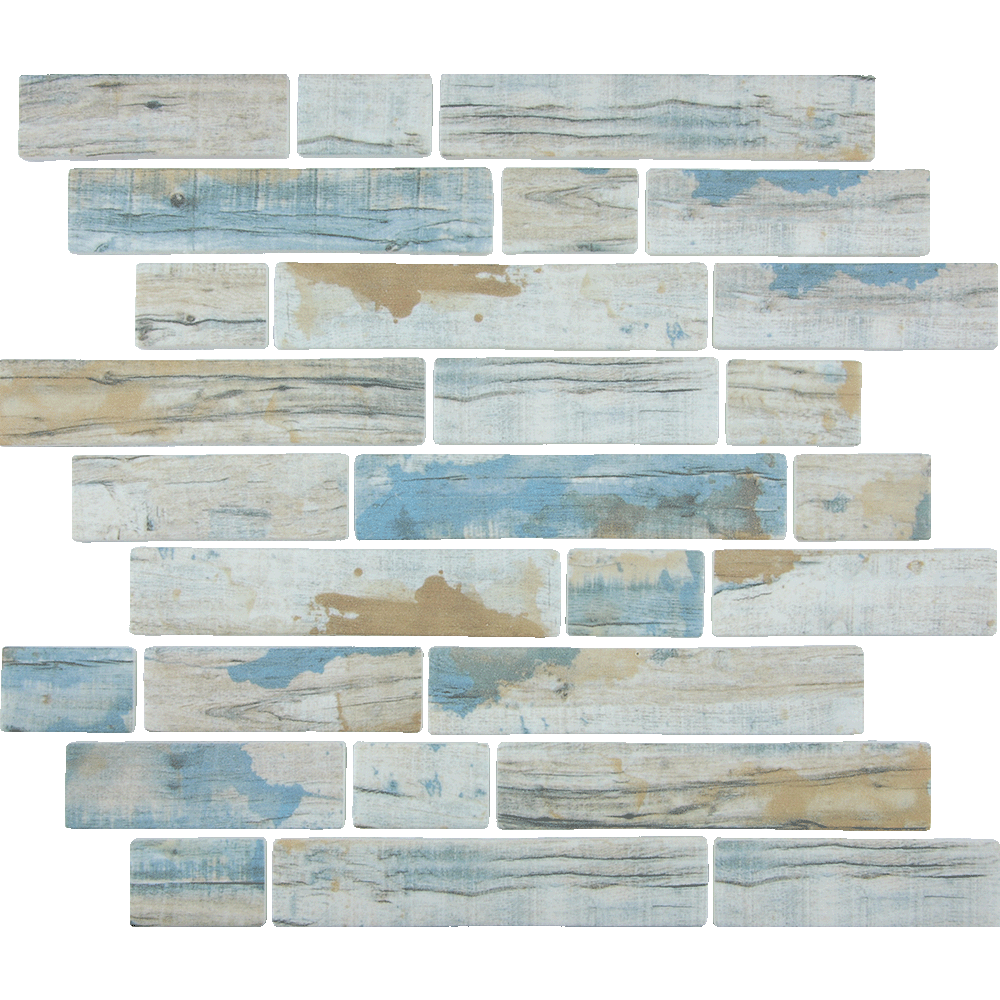 Tesoro Aquatica Bark Multilinear 11.5" x 11.75" Glass Mosaic