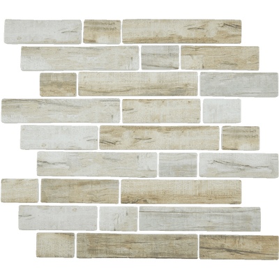 Tesoro Aquatica Bark Multilinear 11.5" x 11.75" Glass Mosaic