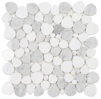 Tesoro Aquatica Ocean Stones Sliced 11.75" x 12" Marble Mosaic