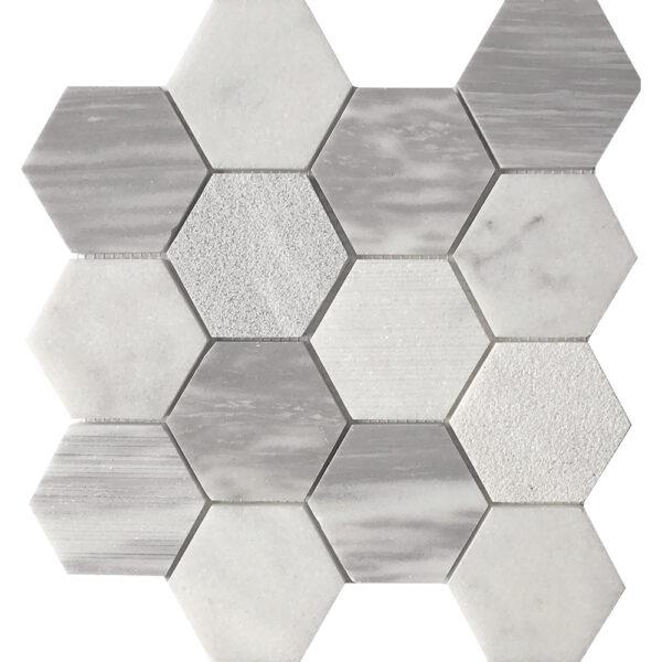 Tesoro Contempo 3" Hex Blend 11.75" x 11.75" Natural Stone Mosaic