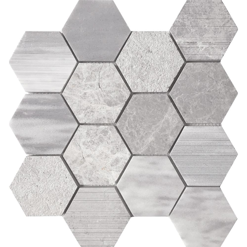 Tesoro Contempo 3" Hex Blend 11.75" x 11.75" Natural Stone Mosaic