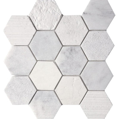 Tesoro Contempo 3" Hex Blend 11.75" x 11.75" Natural Stone Mosaic