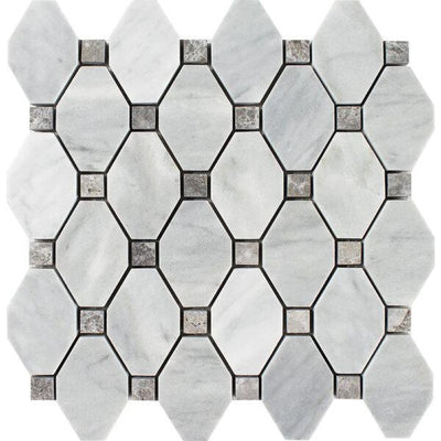 Tesoro Marble Elongated Hexagon 10.25" x 10.25" Marble Mosaic