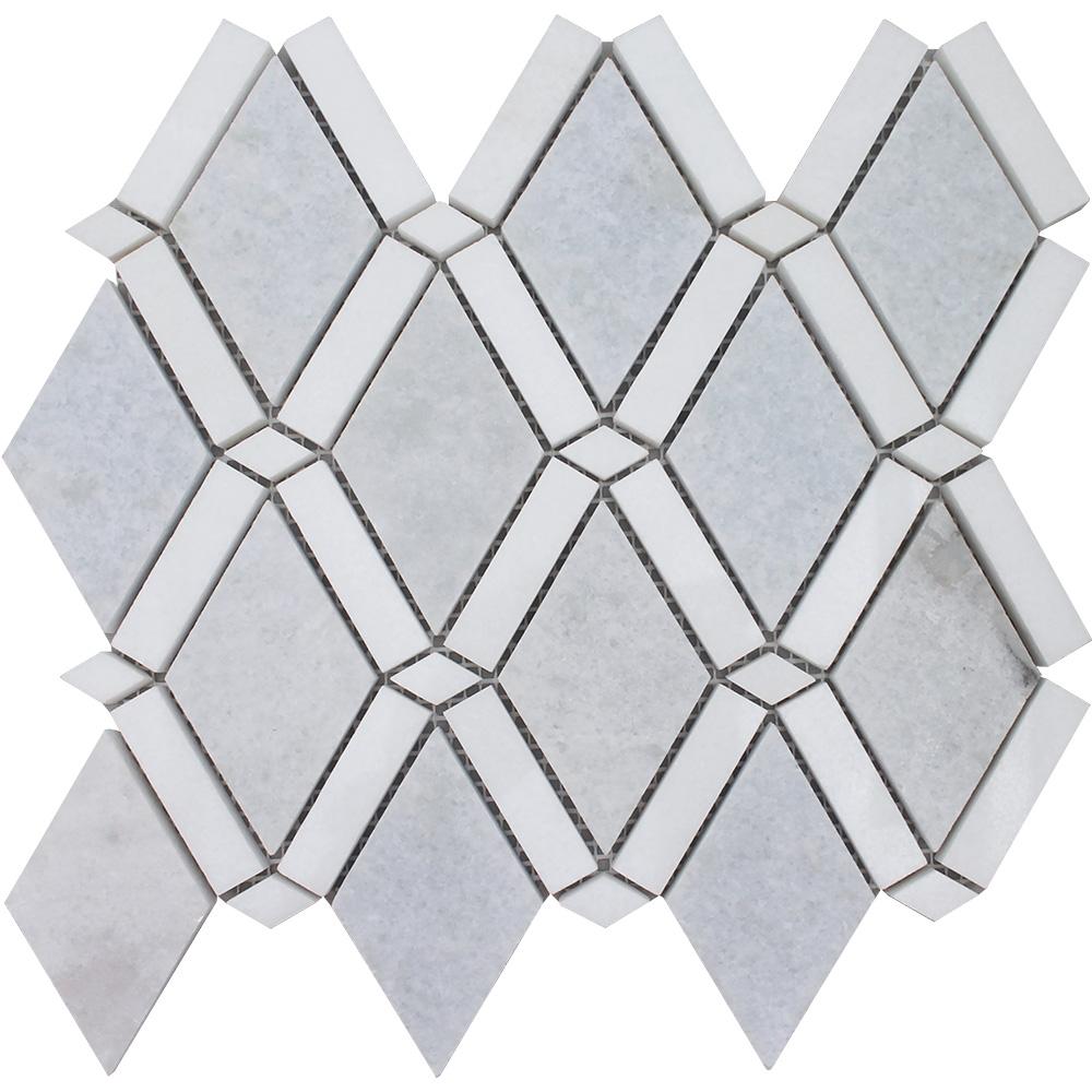 Tesoro Diamond Band Dot 9" x 10" Marble Mosaic