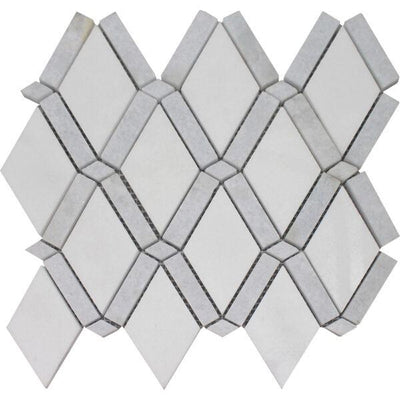 Tesoro Diamond Band Dot 9" x 10" Marble Mosaic