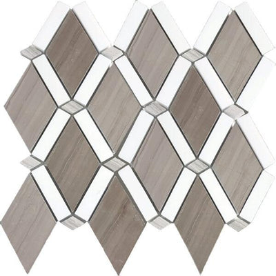 Tesoro Diamond Band Dot 9" x 10" Marble Mosaic