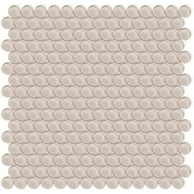 Tesoro Element Penny Round 11.5" x 11.75" Glass Mosaic