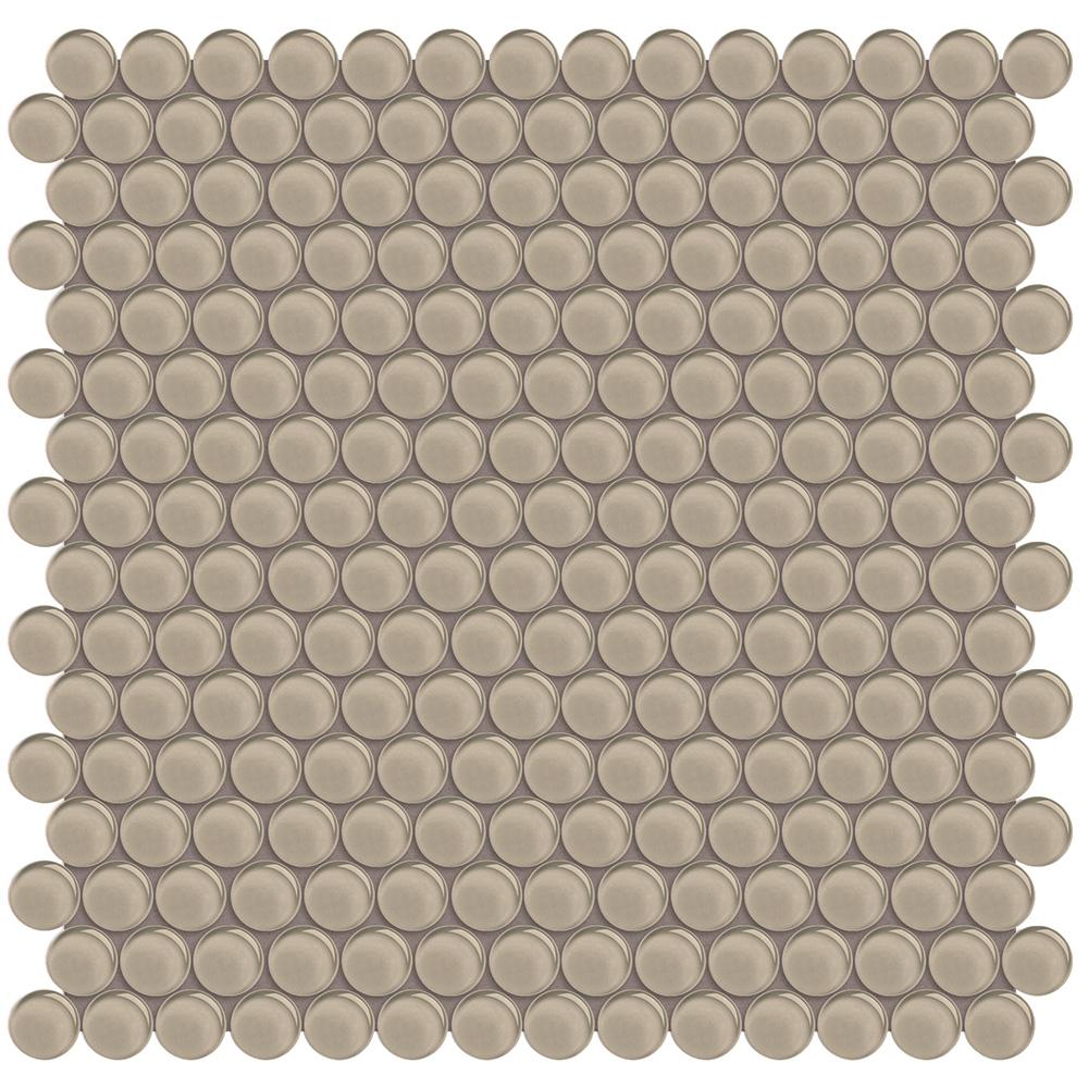 Tesoro Element Penny Round 11.5" x 11.75" Glass Mosaic