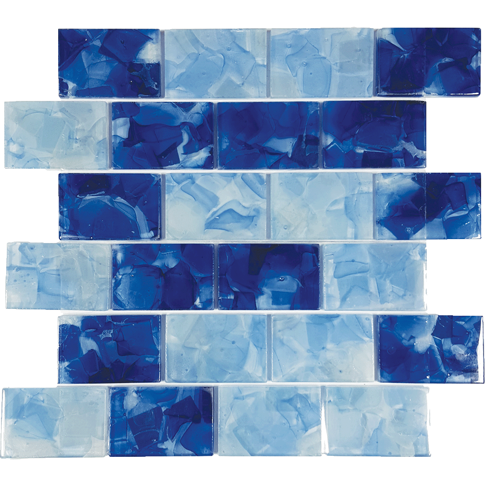 Tesoro Aquatica Flower Glass 2 x 3 11.75" x 11.75" Glass Mosaic