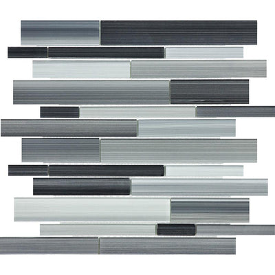 Tesoro Aquatica Fusion Glass Random Strip 12" x 12" Glass Mosaic