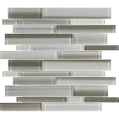 Tesoro Aquatica Fusion Glass Random Strip 12" x 12" Glass Mosaic