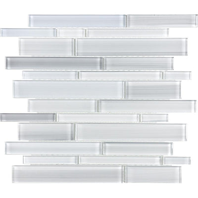 Tesoro Aquatica Fusion Glass Random Strip 12" x 12" Glass Mosaic